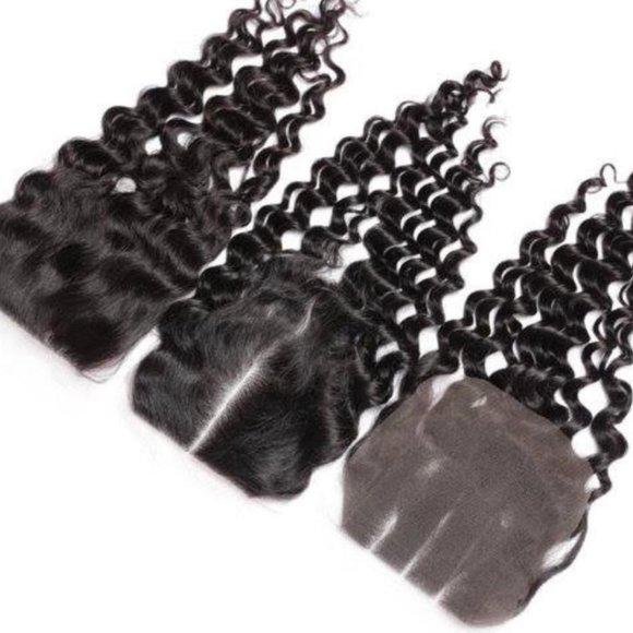 12" 4X4 Brazilian Human Hair Deep Wave 3 Part Lace Closure - Picture 2 of 4